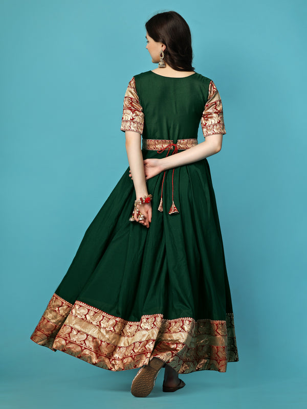Women Woven Georgette Stitched Anarkali Gown