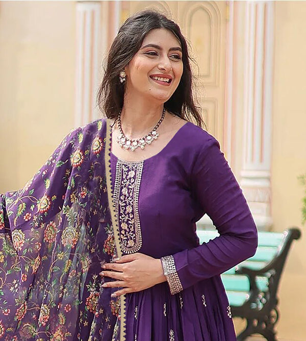 Embroidered Georgette Stitched Anarkali Gown