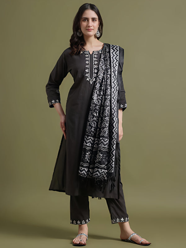 Women's Embroidered Vertigen Anarkali Kurta with Dupatta