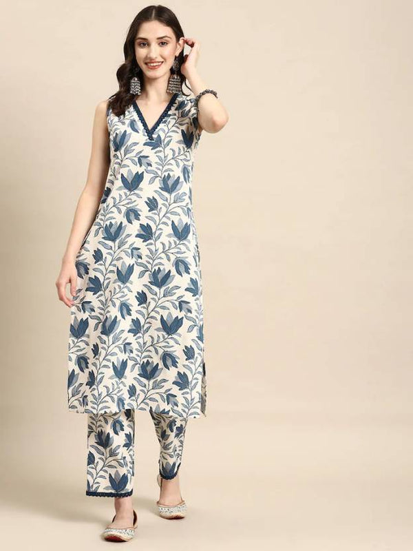 Gekha Printed Sleeveless Kurta with Trousers Set