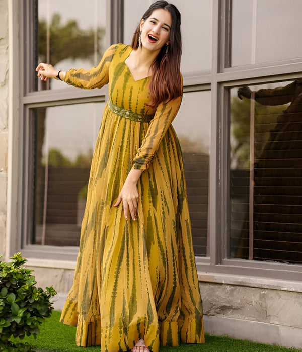 Printed Georgette Stitched Anarkali Gown